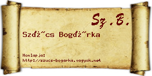 Szűcs Bogárka névjegykártya